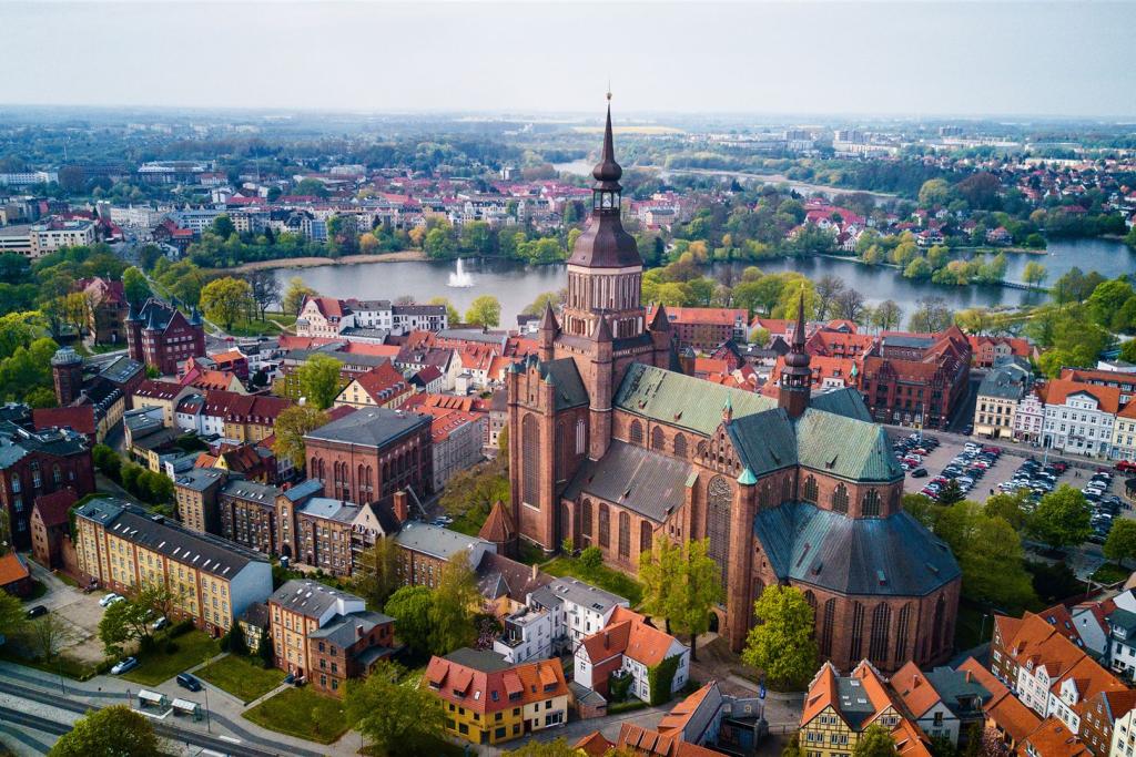 Luftbild auf Altstadt Stralsund 